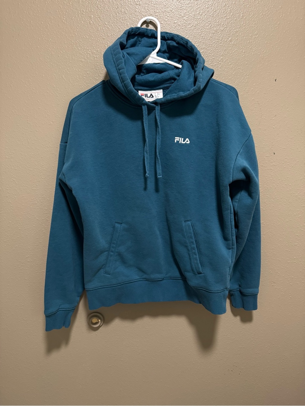 Sales $7 FILA Women’s Teal Pullover Hoodie with Chest Logo
